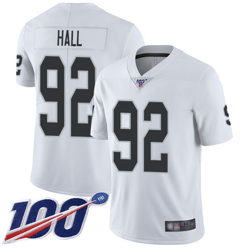 Men Oakland Raiders Limited White P J  Hall Road Jersey NFL Football #92 100th Season Vapor Untouchable Jersey->nfl t-shirts->Sports Accessory